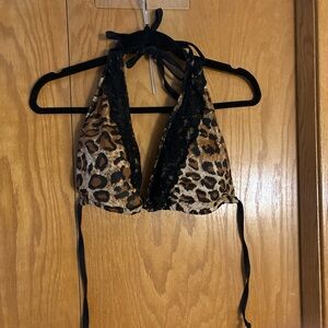 Wild Leopard Print Halter Bikini Top